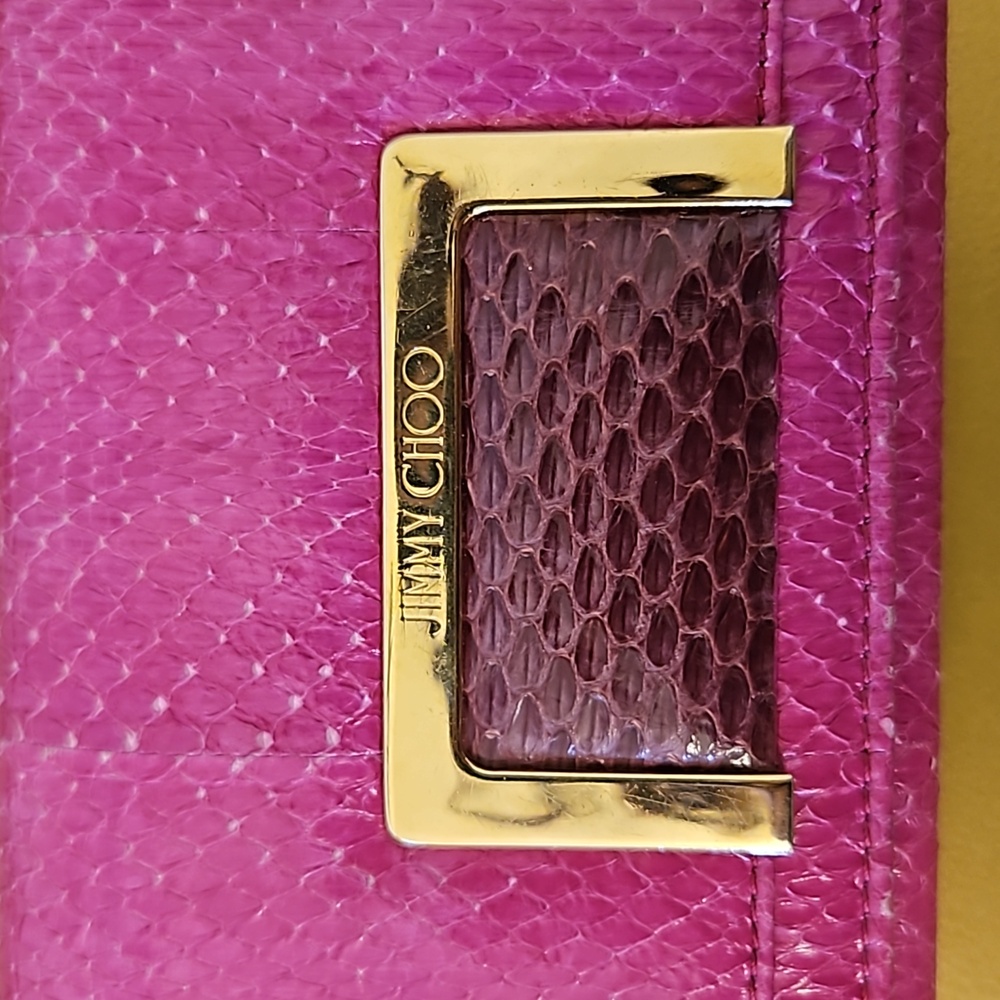 EUC Jimmy Choo Snakeskin Continental Wall in Hot Pink w/ COA - Picture 7 of 15